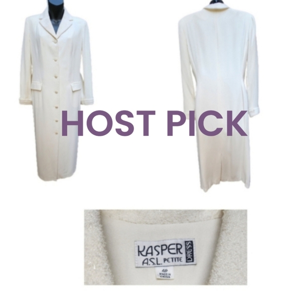 KASPER A.S.L PETITE DRESS Dresses & Skirts - VINTAGE KASPER A.S.L PETITE DRESS OFF WHITE COAT DRESS SIZE 4P